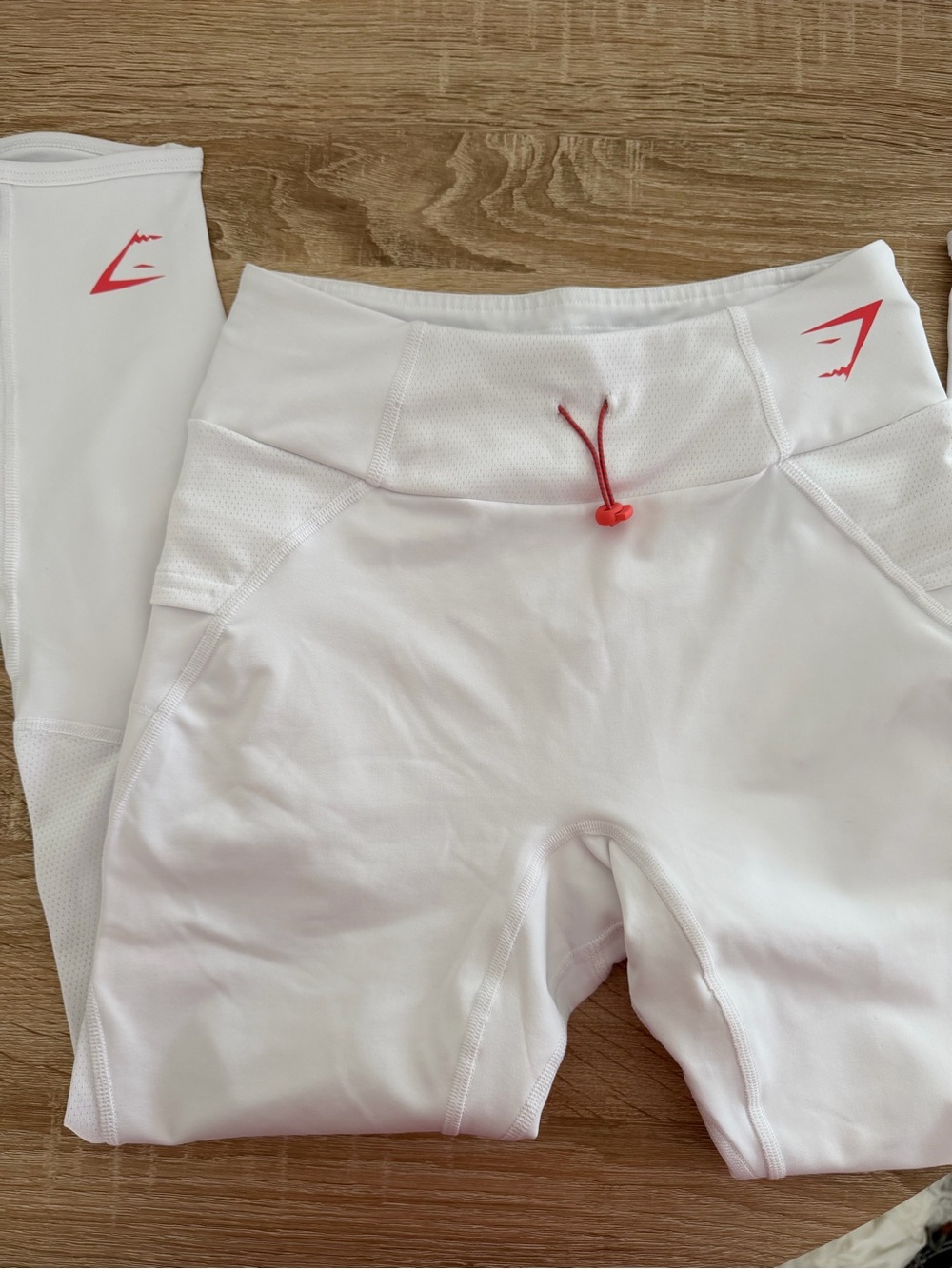 Gymshark White Leggings with Red Accents